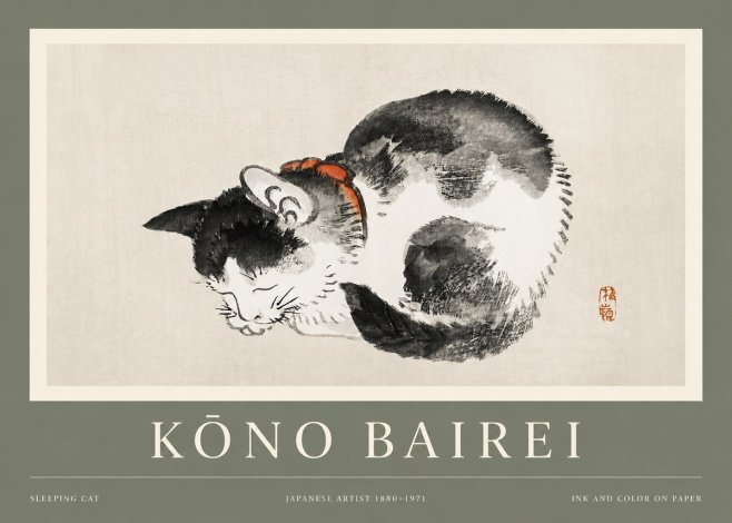Kōno Bairei Sleeping Cat No2 - Plakat