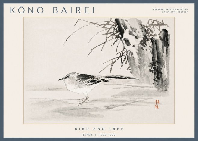 Kōno Bairei Bird and Tree No3 - Plakat