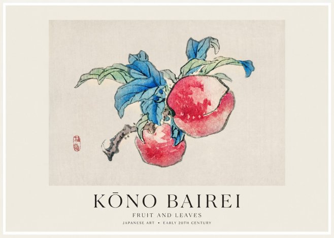 Kōno Bairei Fruit and Leaves No1 - Plakat