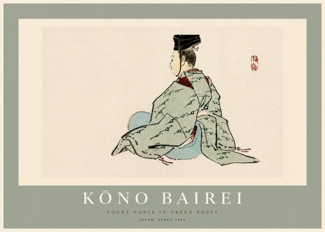 Kōno Bairei Court Noble in Green Robes No2 - Plakat