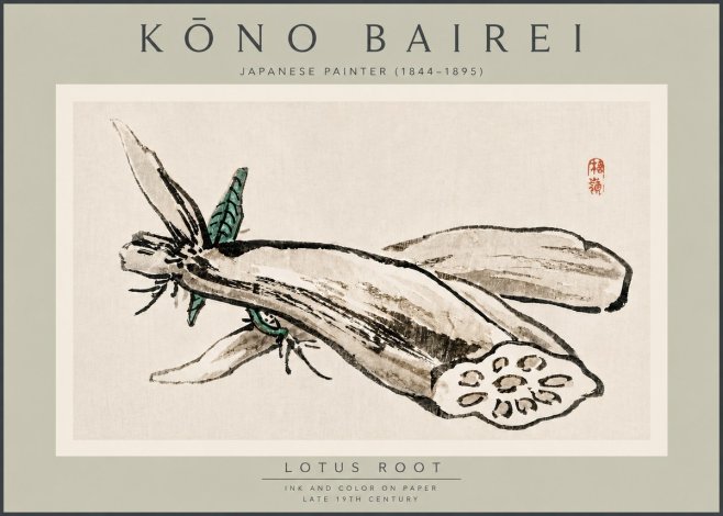 Kōno Bairei Lotus Root No5 - Plakat