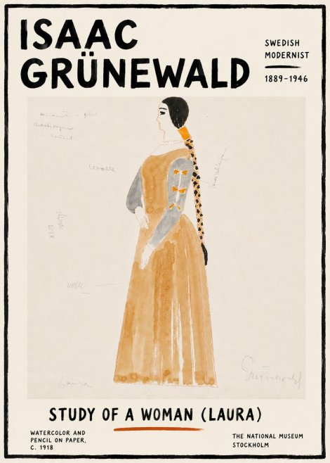Isaac Grünewald Study of a Woman (Laura) No6 - Plakat