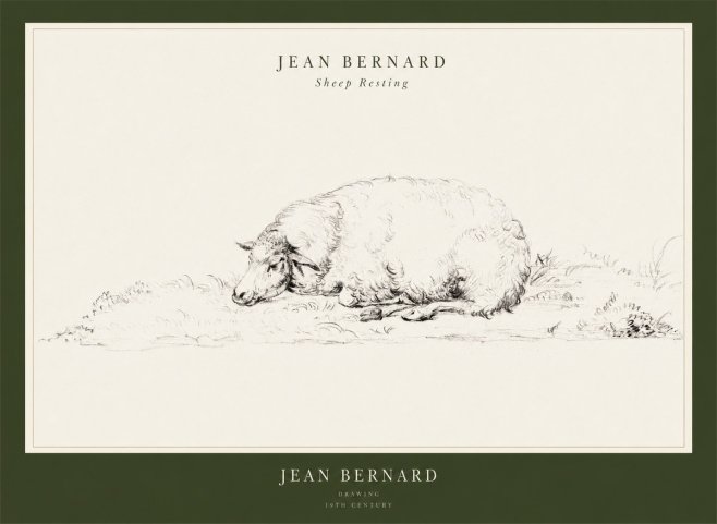 Jean Bernard Sheep Resting on the Ground No3 - Plakat