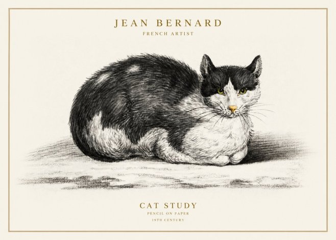 Jean Bernard Cat Study II No1 - Plakat