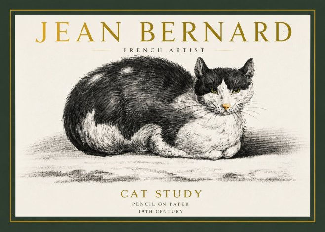 Jean Bernard Cat Study II No3 - Plakat