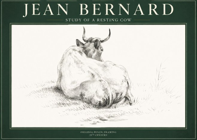 Jean Bernard Study of a Resting Cow I No1 - Plakat