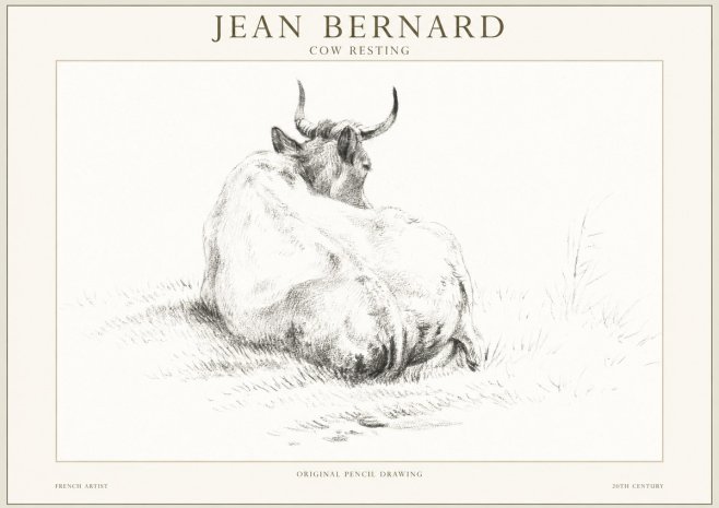 Jean Bernard Study of a Resting Cow I No5 - Plakat