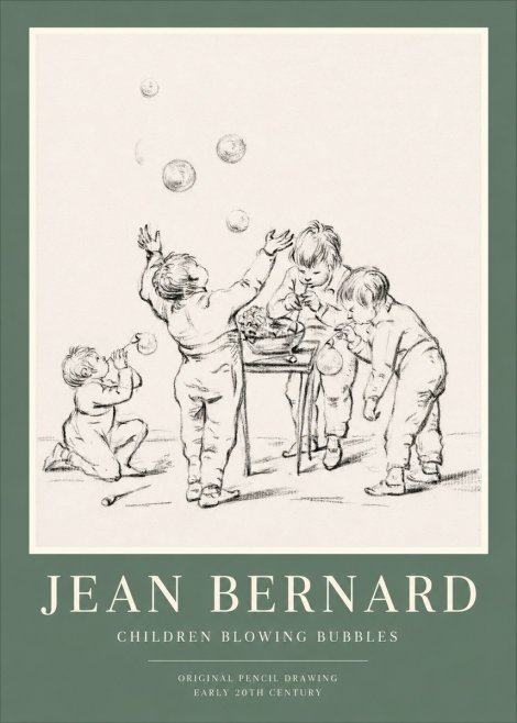 Jean Bernard Children Blowing Bubbles No1 - Plakat
