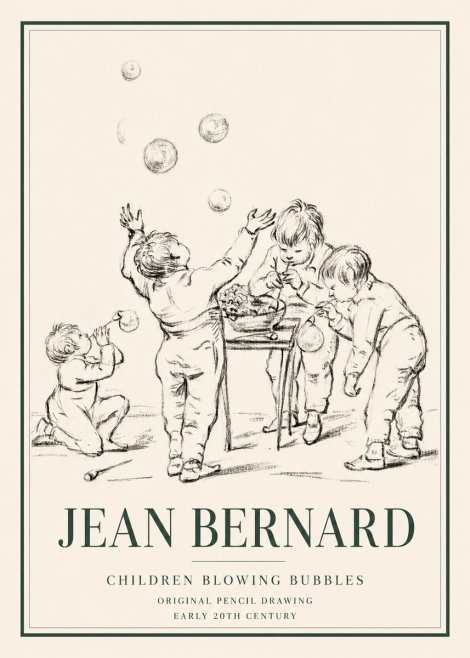 Jean Bernard Children Blowing Bubbles No3 - Plakat