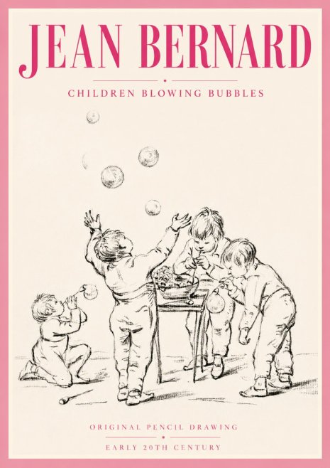 Jean Bernard Children Blowing Bubbles No5 - Plakat