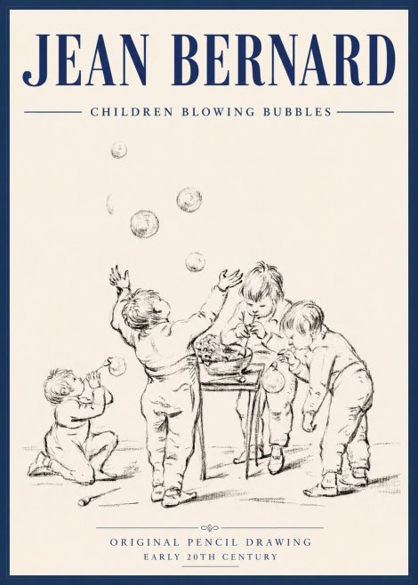 Jean Bernard Children Blowing Bubbles No6 - Plakat