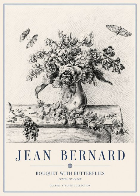 Jean Bernard Floral Still Life with Insects No5 - Plakat