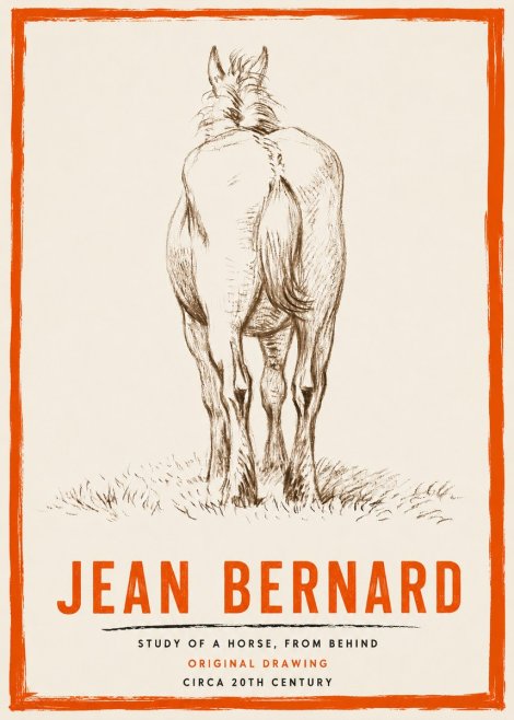 Jean Bernard Horse Study - from Behind No4 - Plakat