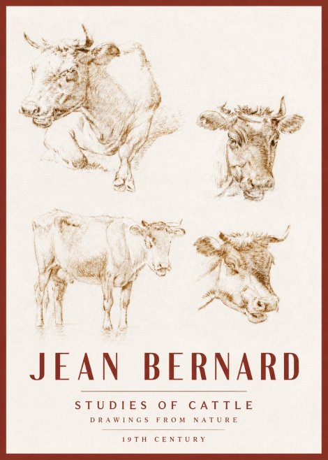 Jean Bernard Studies of Cattle II No3 - Plakat