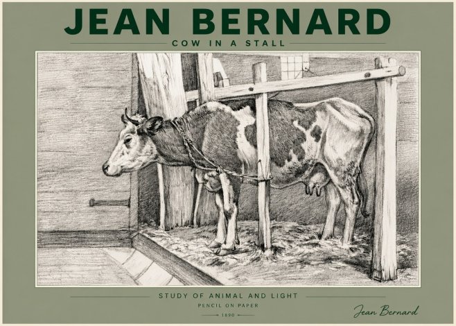 Jean Bernard Cow in a Stall No5 - Plakat