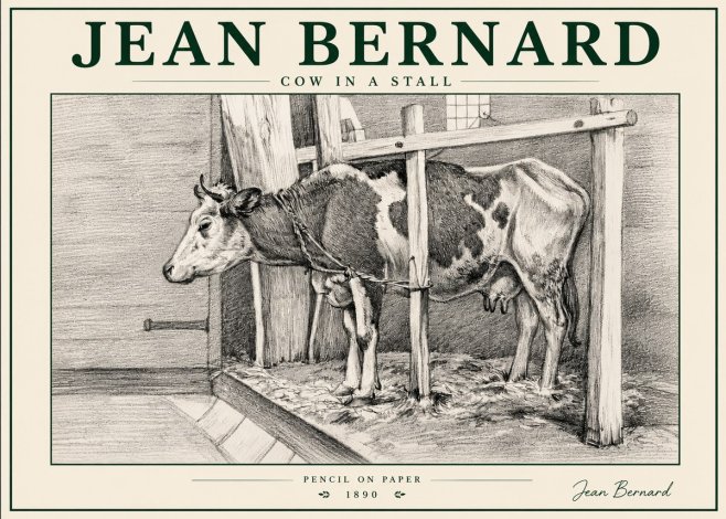 Jean Bernard Cow in a Stall No6 - Plakat