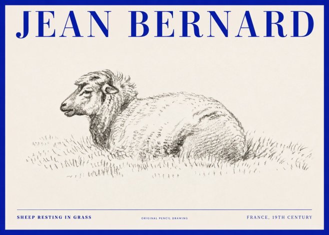 Jean Bernard Sheep Resting in Grass No2 - Plakat