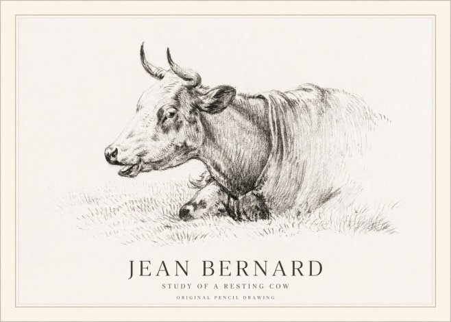 Jean Bernard Study of a Resting Cow IV No1 - Plakat