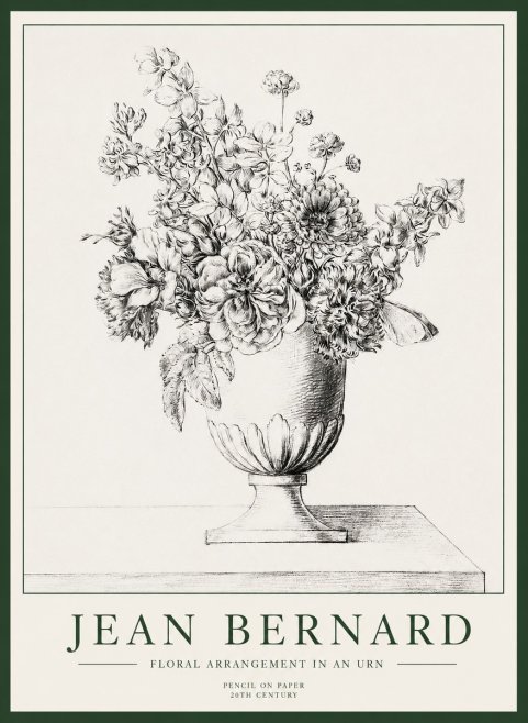 Jean Bernard Floral Arrangement in an Urn No1 - Plakat