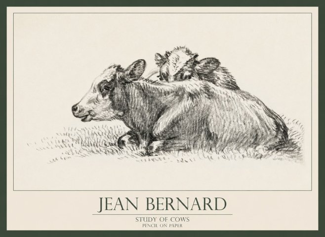 Jean Bernard Study of Cows No1 - Plakat
