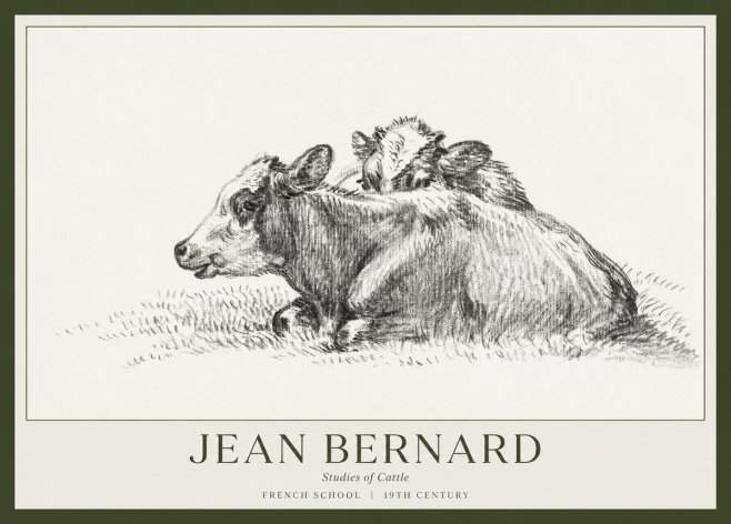 Jean Bernard Study of Cows No2 - Plakat