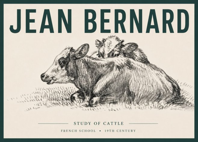 Jean Bernard Study of Cows No6 - Plakat