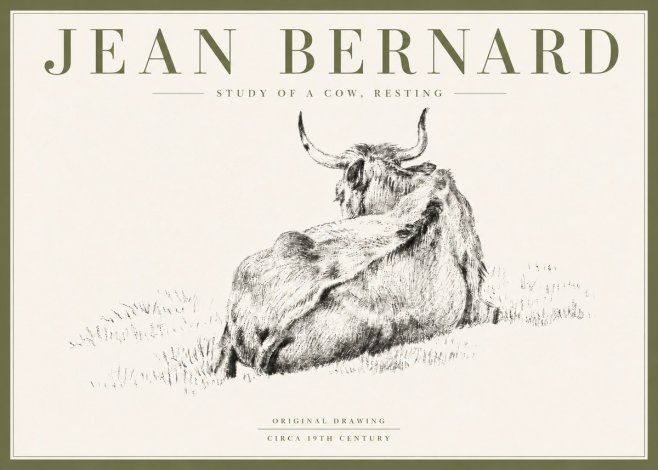 Jean Bernard Resting Bovine - Study in Graphite No6 - Plakat