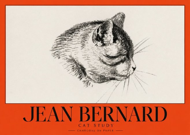 Jean Bernard Cat Study IV No3 - Plakat