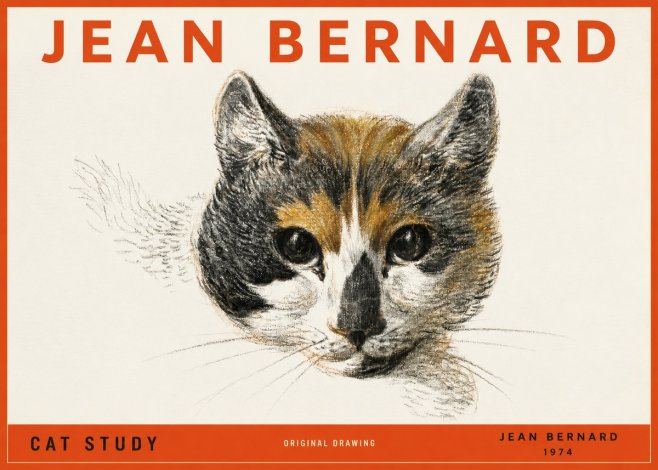 Jean Bernard Study of a Cat II No4 - Plakat