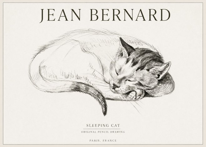 Jean Bernard Sleeping Cat IV No1 - Plakat