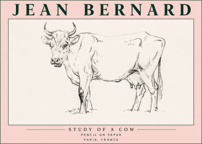 Jean Bernard Study of a Cow VI No5 - Plakat