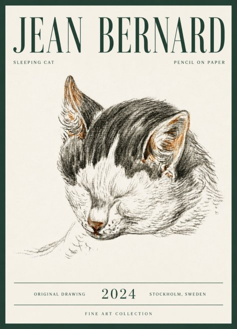 Jean Bernard Sleeping Cat V No6 - Plakat