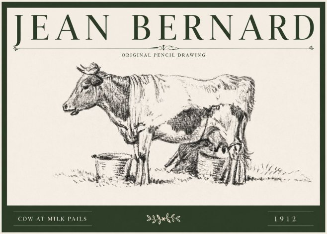 Jean Bernard Cow at Milk Pails No3 - Plakat