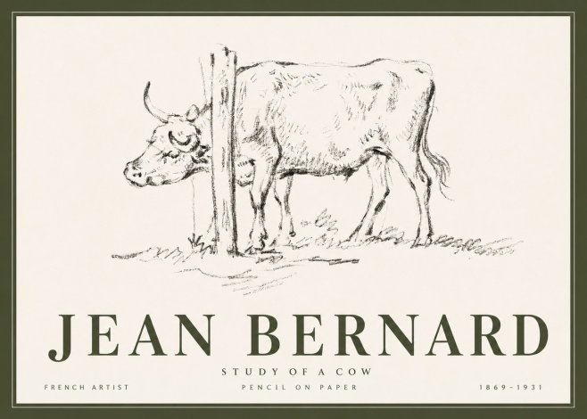 Jean Bernard Study of a Cow VII No6 - Plakat