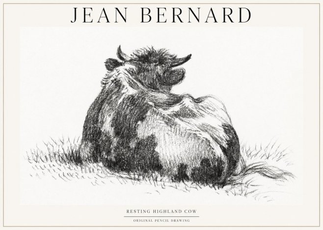 Jean Bernard Resting Highland Cow No1 - Plakat