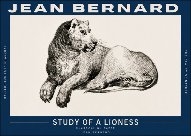 Jean Bernard Lying Lioness No3 - Plakat