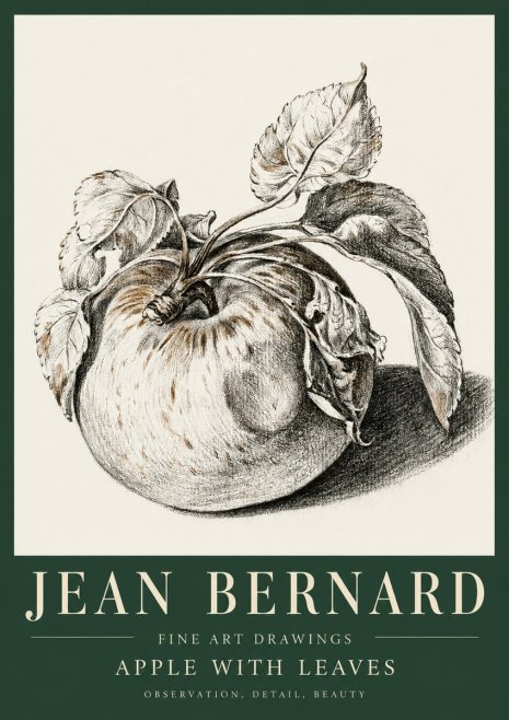 Jean Bernard Apple with Leaves No5 - Plakat