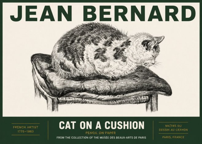 Jean Bernard Cat on a Cushion No3 - Plakat