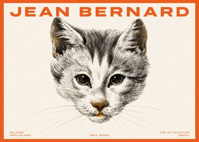 Jean Bernard Cat Study IX No2 - Plakat