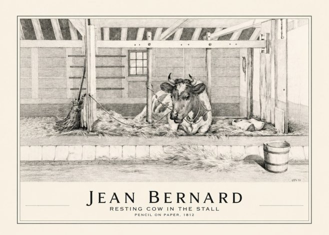 Jean Bernard Resting Cow in the Stall I No1 - Plakat