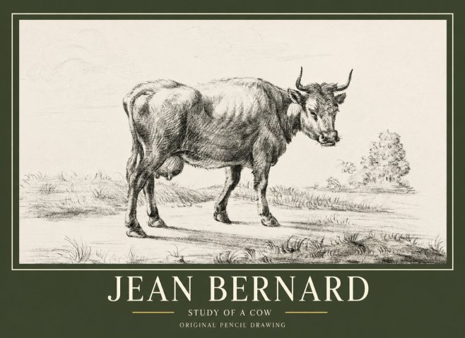 Jean Bernard Study of a Cow XII No1 - Plakat
