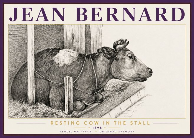 Jean Bernard Resting Cow in the Stall II No5 - Plakat