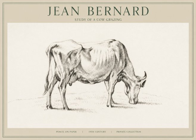 Jean Bernard Study of a Cow Grazing I No1 - Plakat