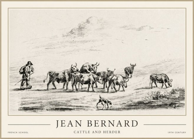 Jean Bernard Cattle and Herder No1 - Plakat