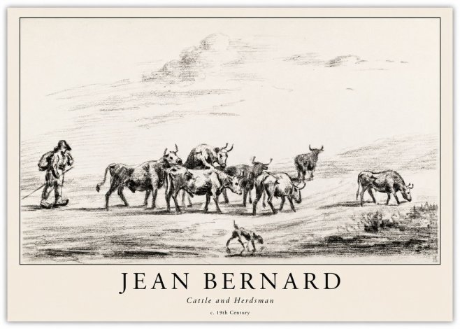 Jean Bernard Cattle and Herder No6 - Plakat