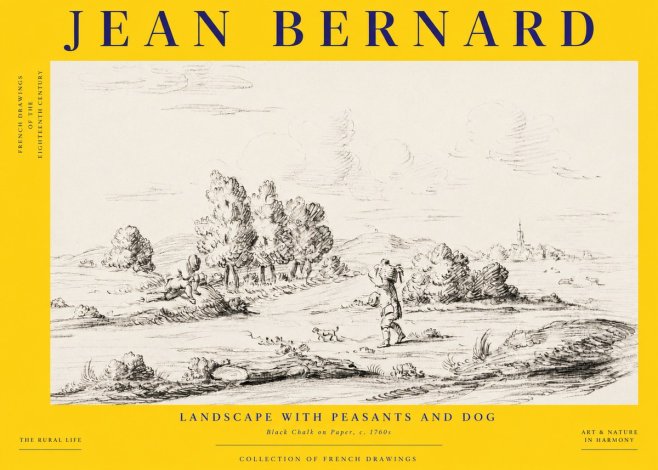 Jean Bernard Landscape with Figures and Distant Village No6 - Plakat