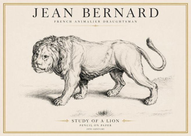 Jean Bernard Study of a Lion II No6 - Plakat