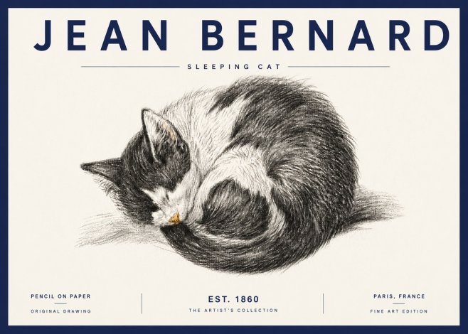 Jean Bernard Sleeping Cat VIII No6 - Plakat