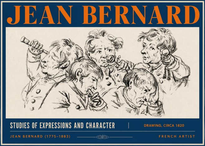 Jean Bernard Studies of Expressions and Character No3 - Plakat