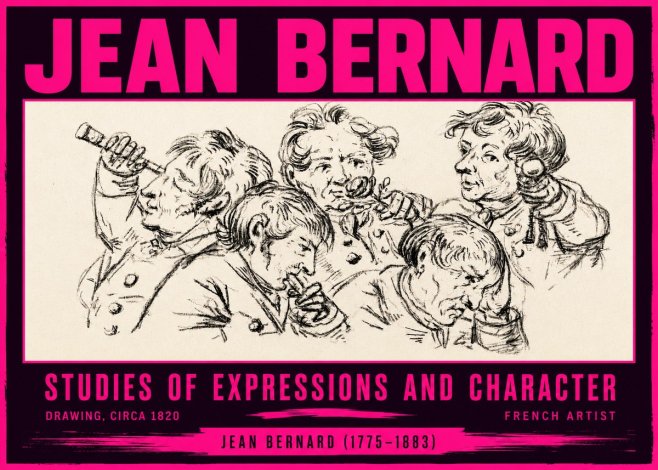 Jean Bernard Studies of Expressions and Character No4 - Plakat